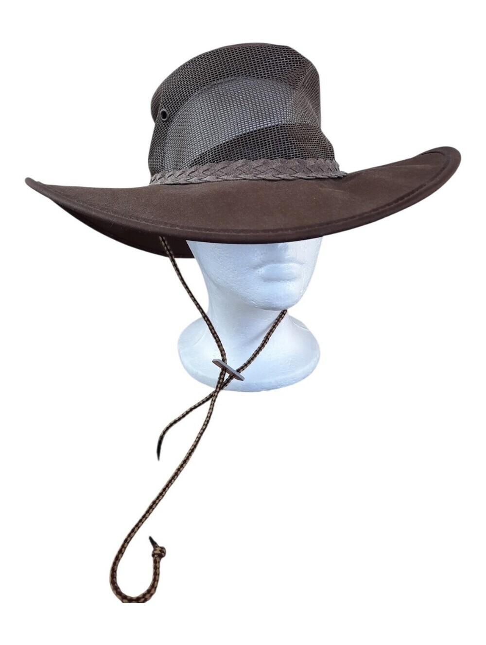 Barmah Cotton Canvas Drover Brown 1057BR Western Mesh Brim Sun Hat UPF 50+